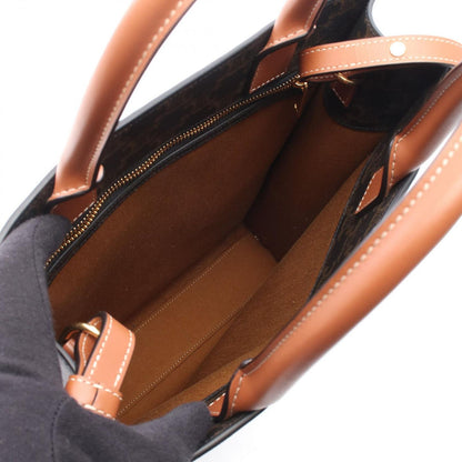 Celine Tote Small Vertical Cover Triomphe 2-Way Black Brown Canvas Leather — view 3