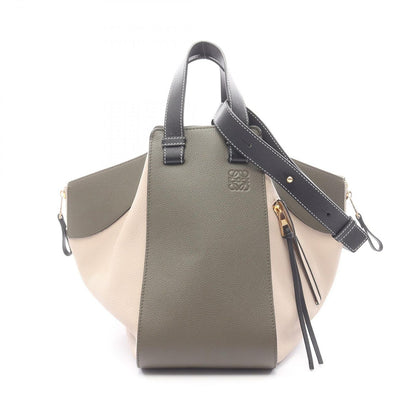 Loewe Handbag 2-Way Gray Khaki Leather Hammock