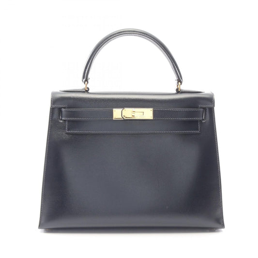 Hermes Handbag Kelly 28 Sellier 2-Way Blue Indigo Calf