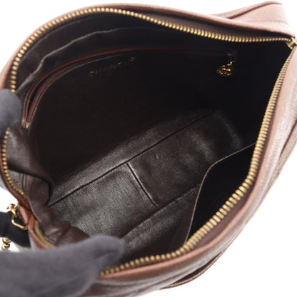 Chanel Shoulder Bag Quilted Brown Caviar Leather Fringe Chain — view 3