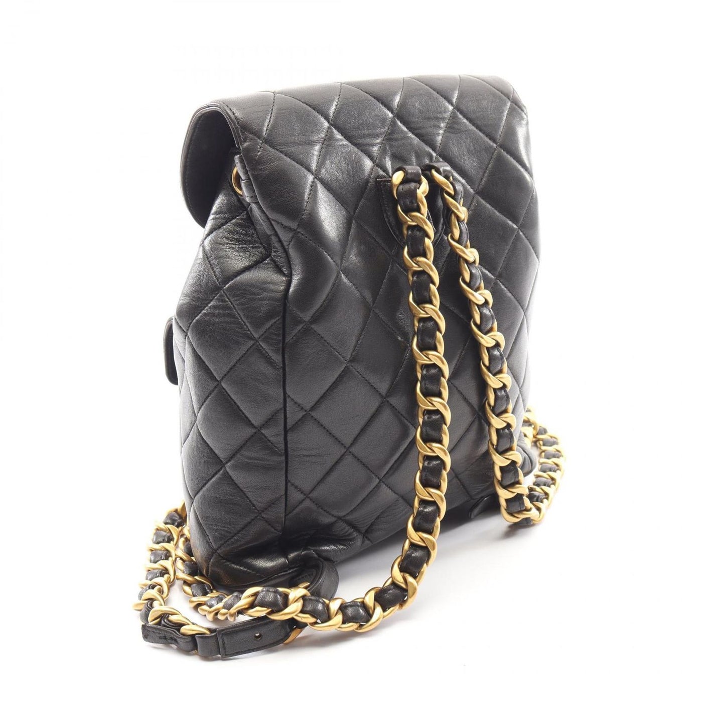 Chanel Backpack Quilted Black Lambskin Double Turnlock Chain — view 2