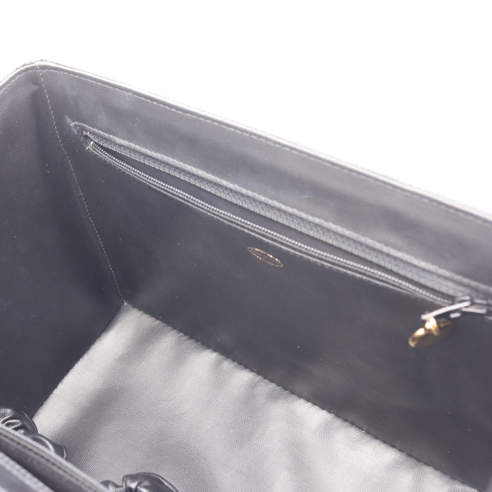 Chanel Handbag CC Logo 2-Way Black Caviar Leather Vanity Chain — view 8