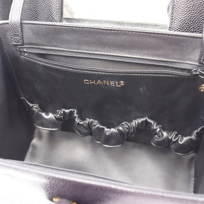 Chanel Handbag CC Logo 2-Way Black Caviar Leather Vanity Chain — view 7