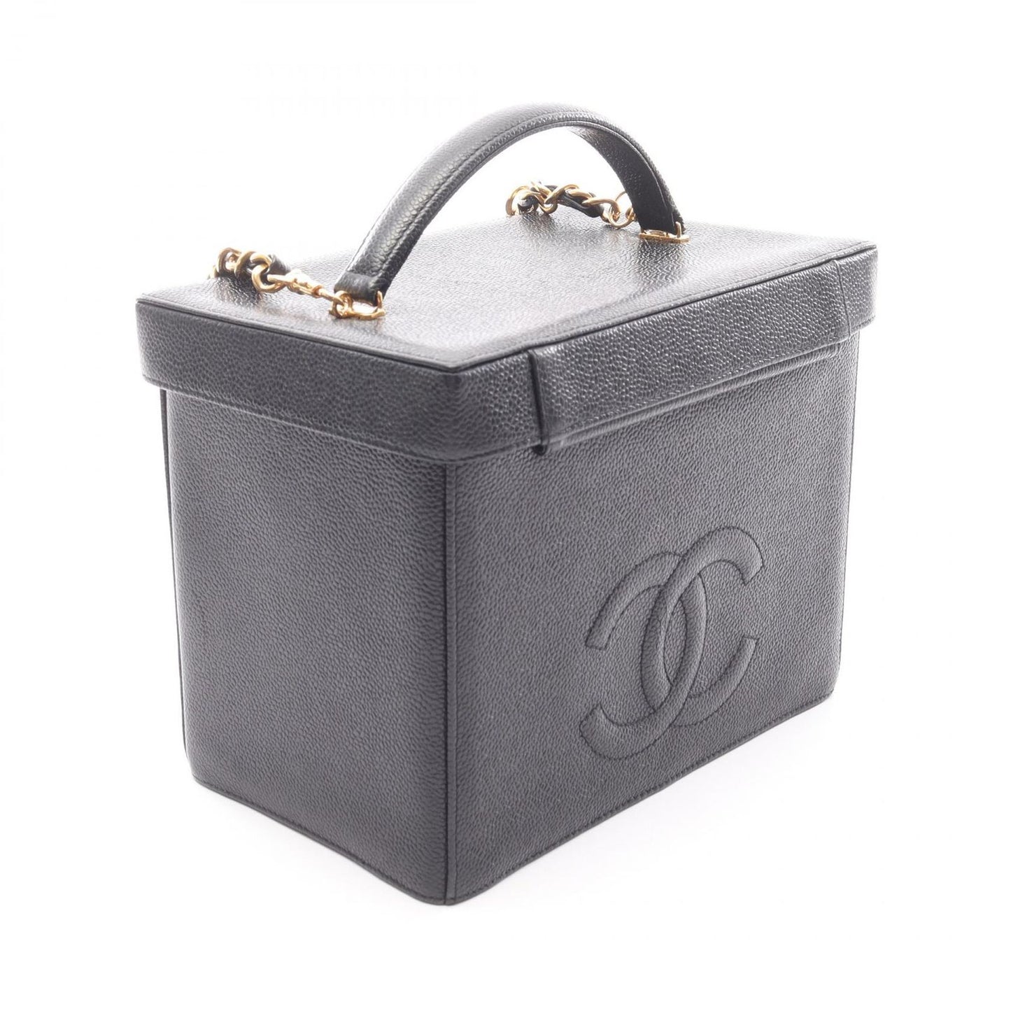 Chanel Handbag CC Logo 2-Way Black Caviar Leather Vanity Chain — view 2