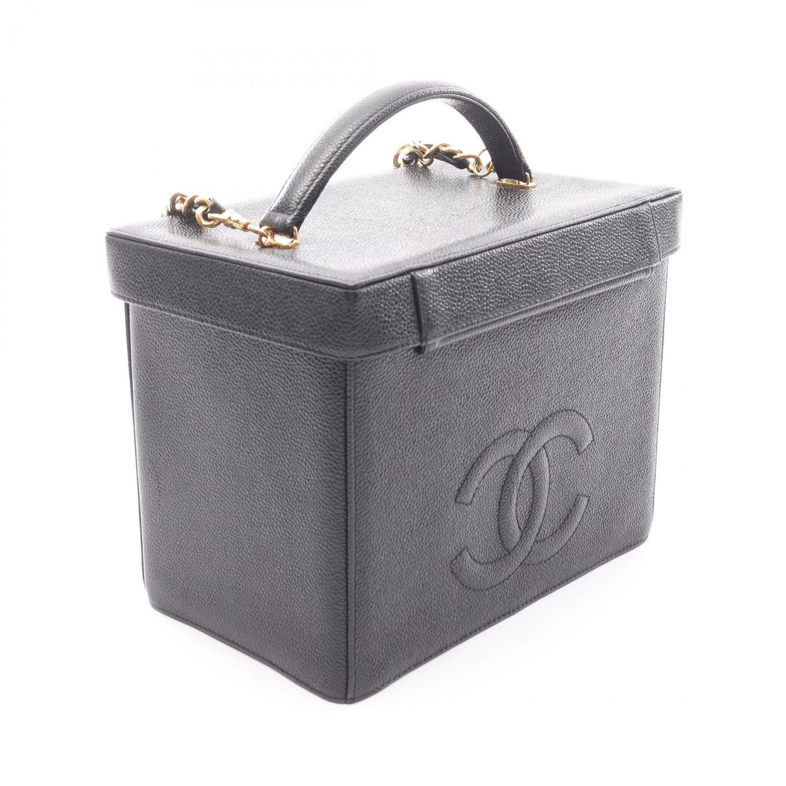 Chanel Handbag CC Logo 2-Way Black Caviar Leather Vanity Chain — view 2