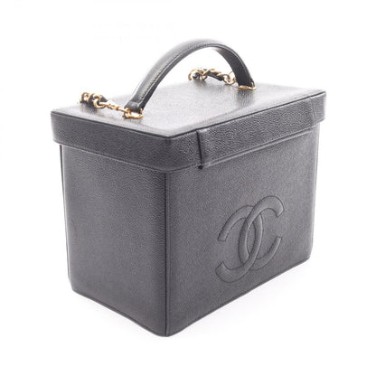 Chanel Handbag CC Logo 2-Way Black Caviar Leather Vanity Chain — view 2