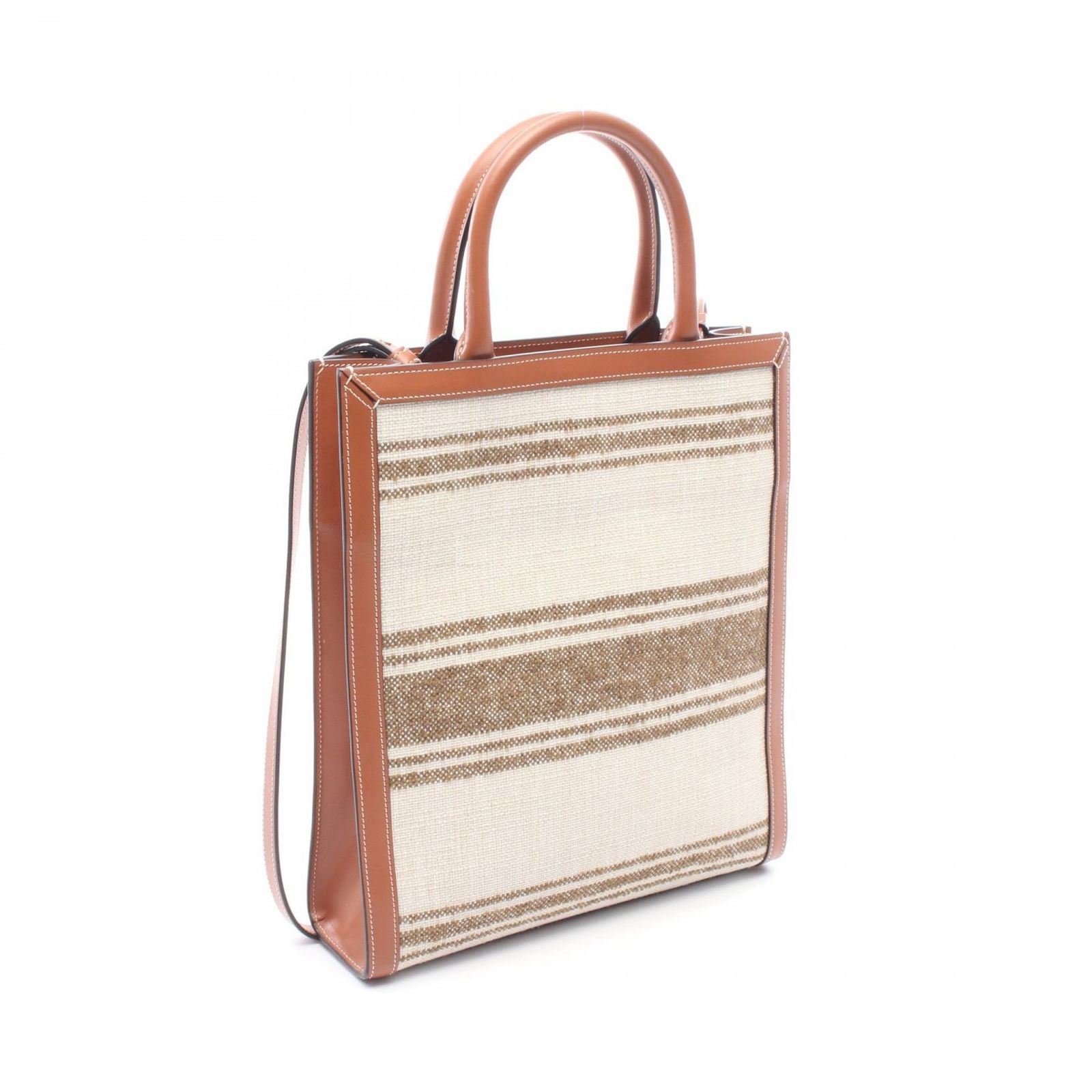 Celine Tote Small Vertical Cover 2-Way Natural Brown Canvas Leather — view 2