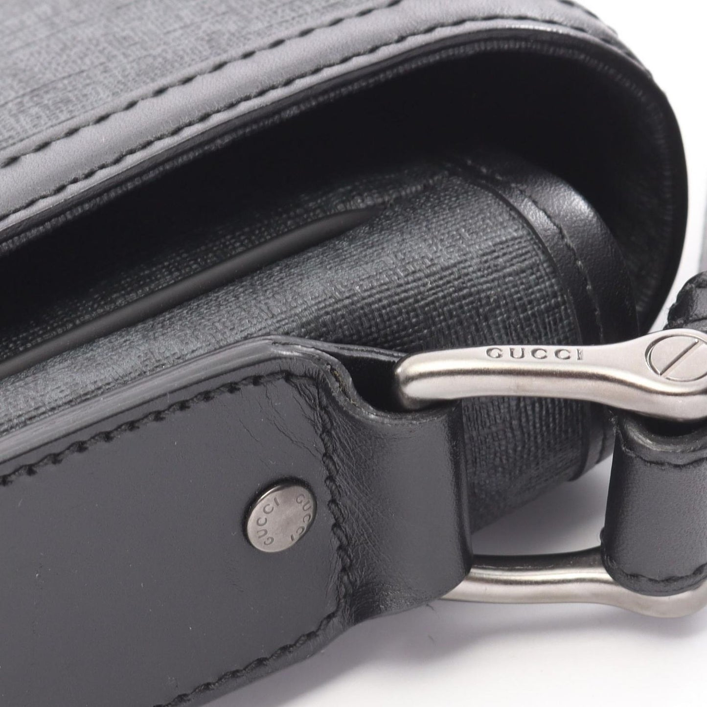Gucci Shoulder Bag GG Supreme Black Canvas Leather — view 7