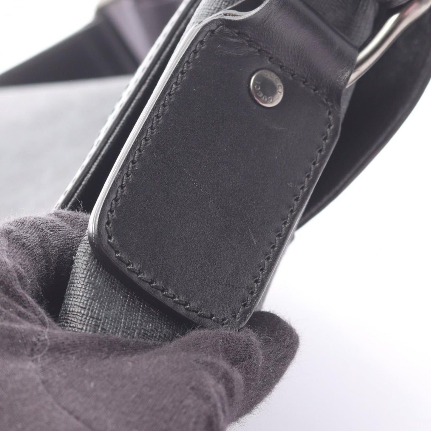 Gucci Shoulder Bag GG Supreme Black Canvas Leather — view 6