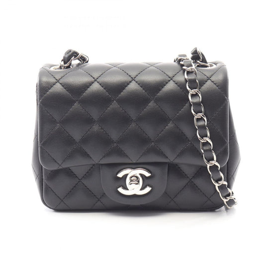 Chanel Shoulder Bag Mini Quilted Black Lambskin Chain