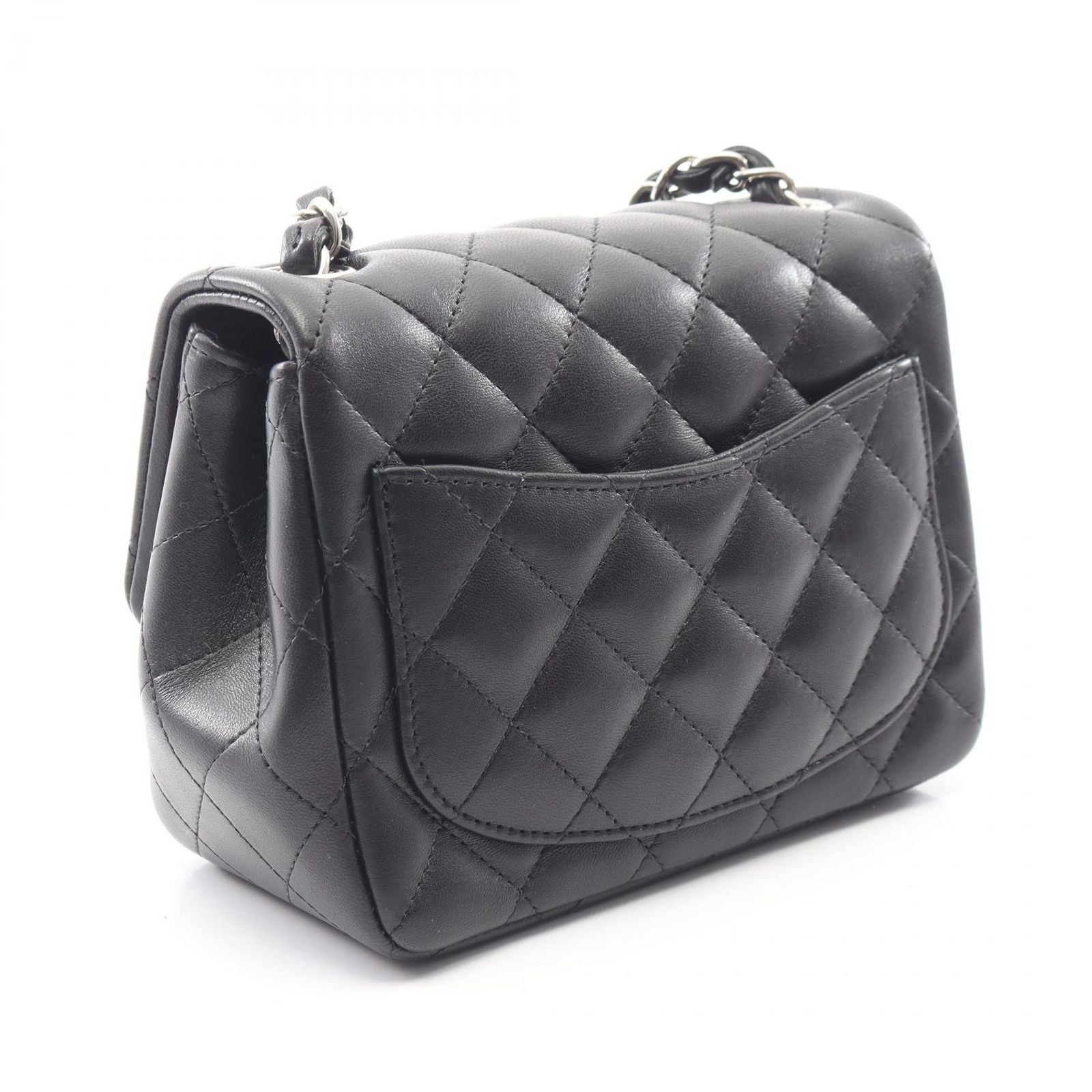 Chanel Shoulder Bag Mini Quilted Black Lambskin Chain — view 2