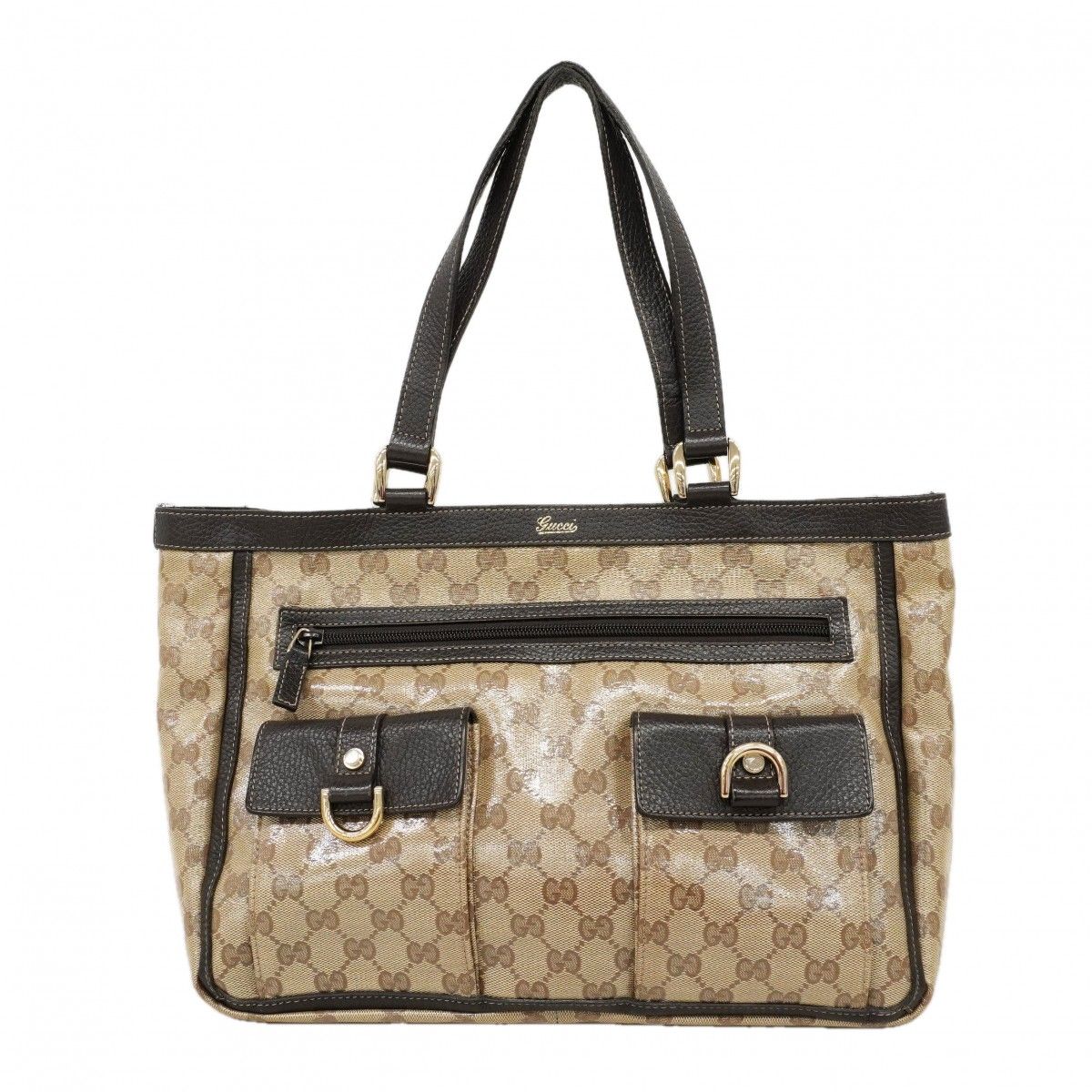 Gucci Tote GG Crystal Abbey Beige Brown Champagne Gold