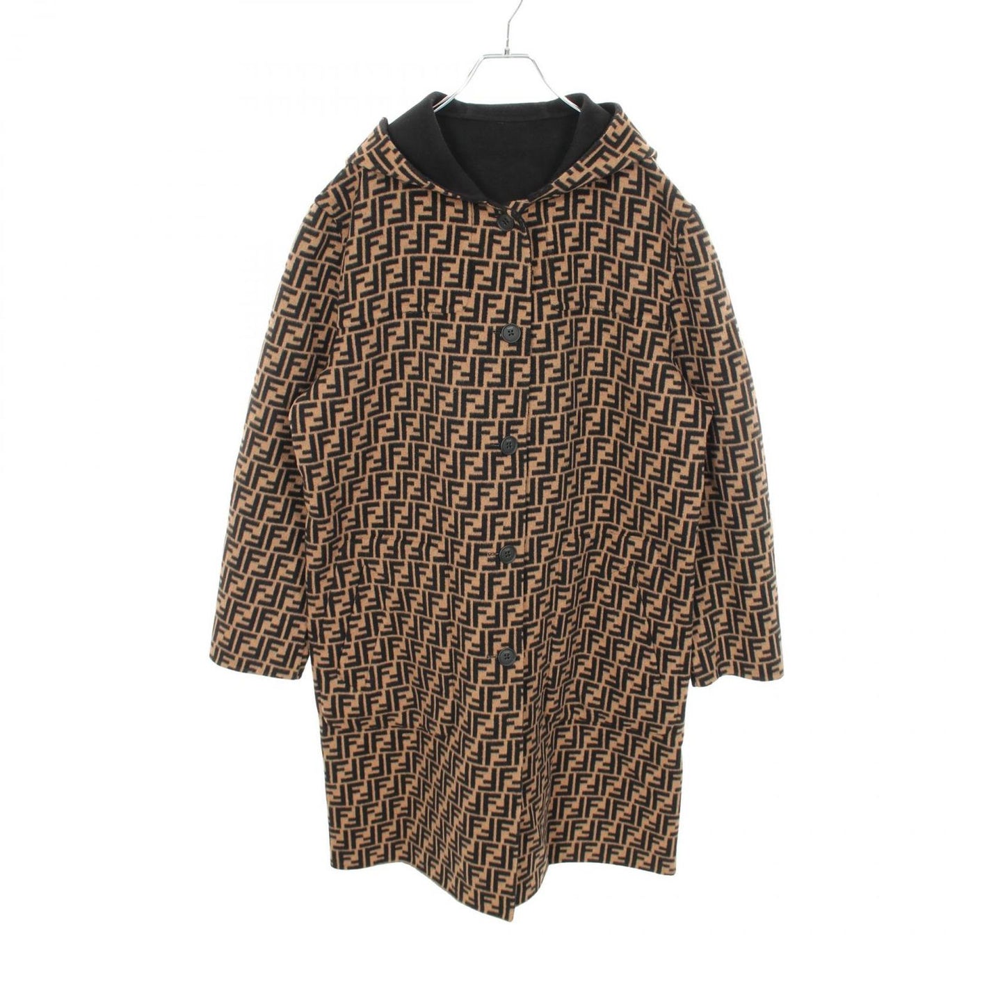 Fendi Zucca Hooded Reversible Wool Coat