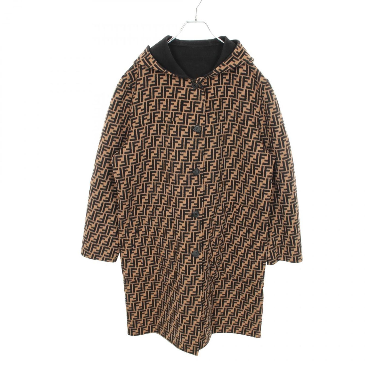Fendi Zucca Hooded Reversible Wool Coat