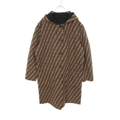 Fendi Zucca Hooded Reversible Wool Coat