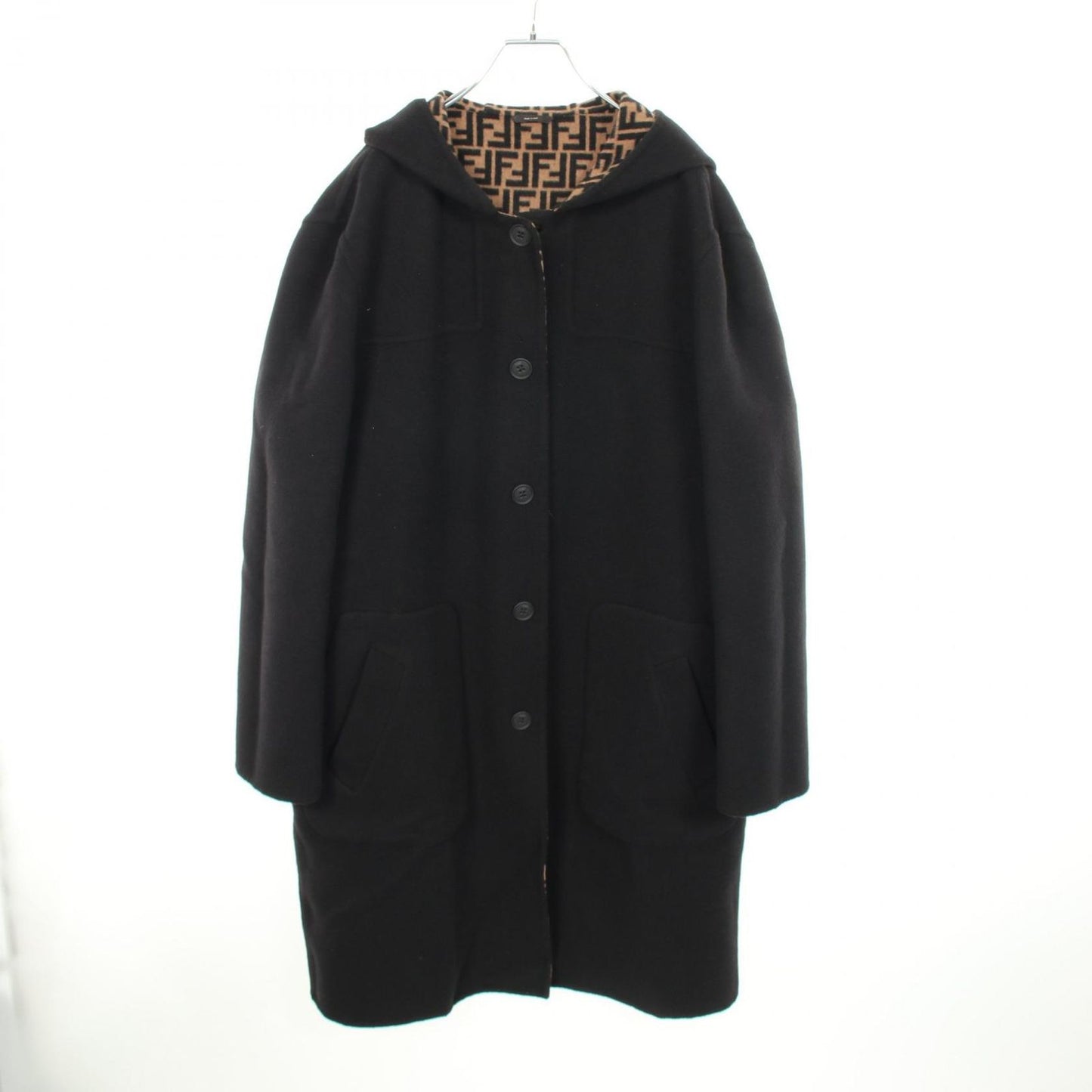 Fendi Zucca Hooded Reversible Wool Coat — view 3