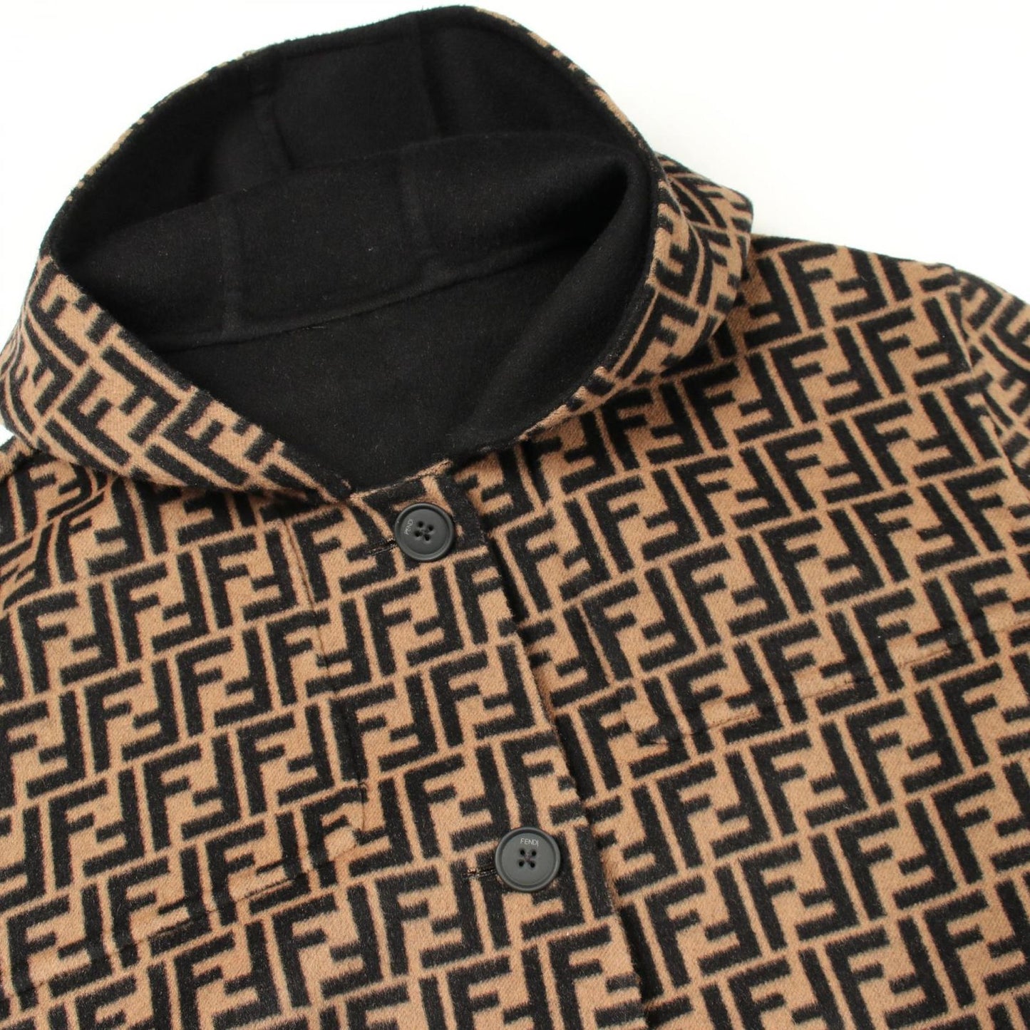 Fendi Zucca Hooded Reversible Wool Coat — view 6