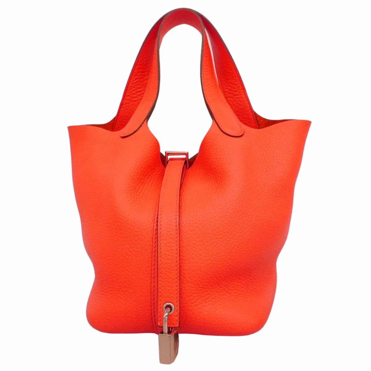 Hermes Handbag Picotin Lock PM Taurillon Clemence Rose Texas Silver
