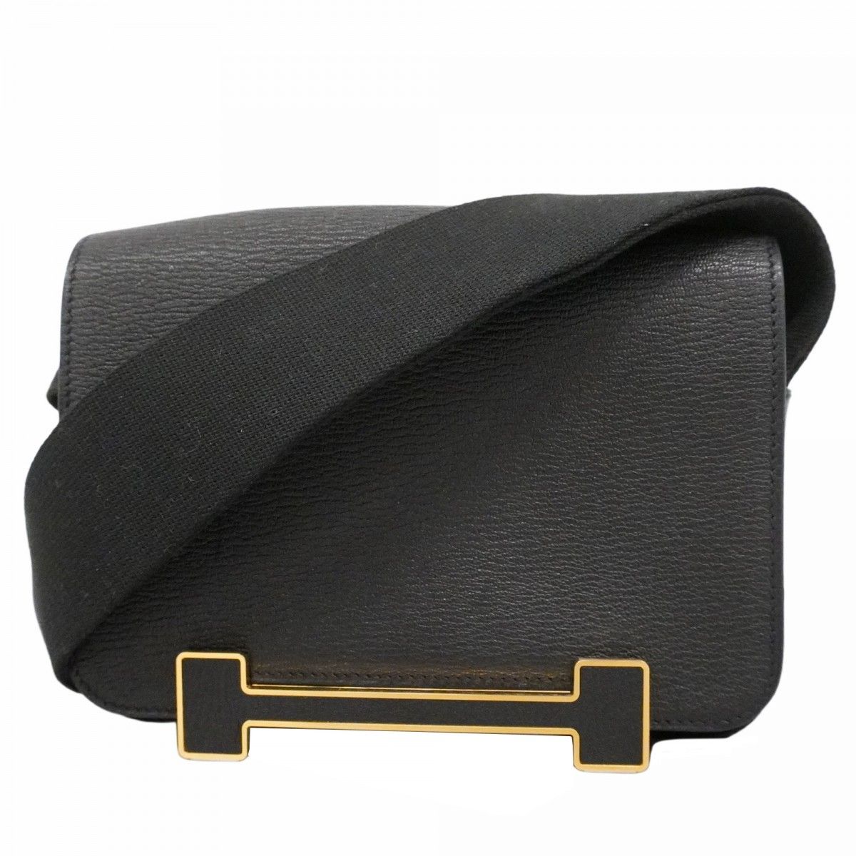 Hermes Shoulder Bag Geta Chevrumisor Black Gold