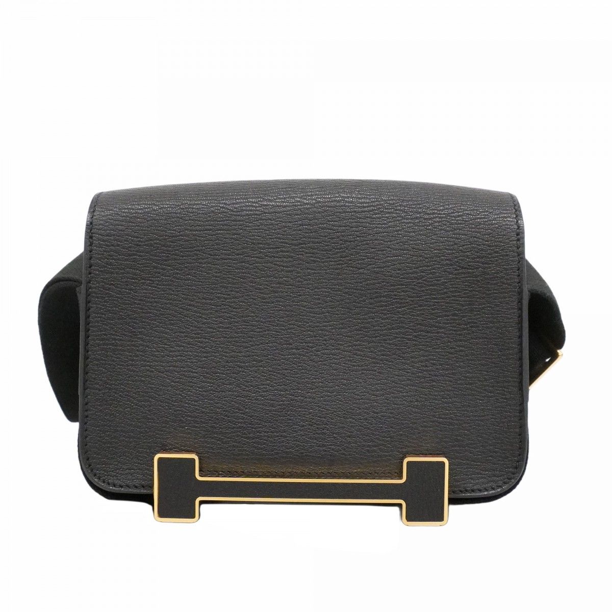 Hermes Shoulder Bag Geta Chevrumisor Black Gold — view 8