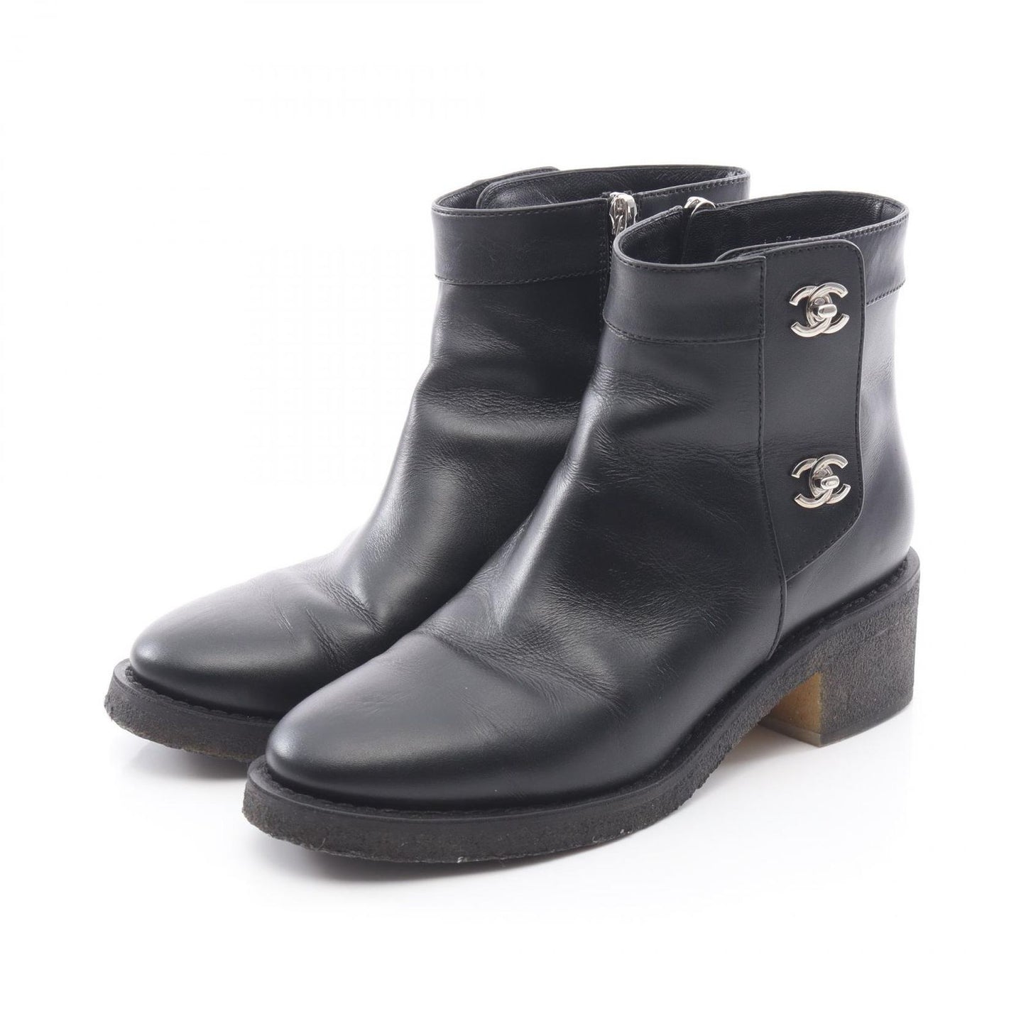 Chanel Boots CC Logo Short Leather