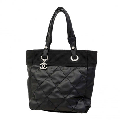 Chanel Tote Paris Biarritz Canvas Black Silver