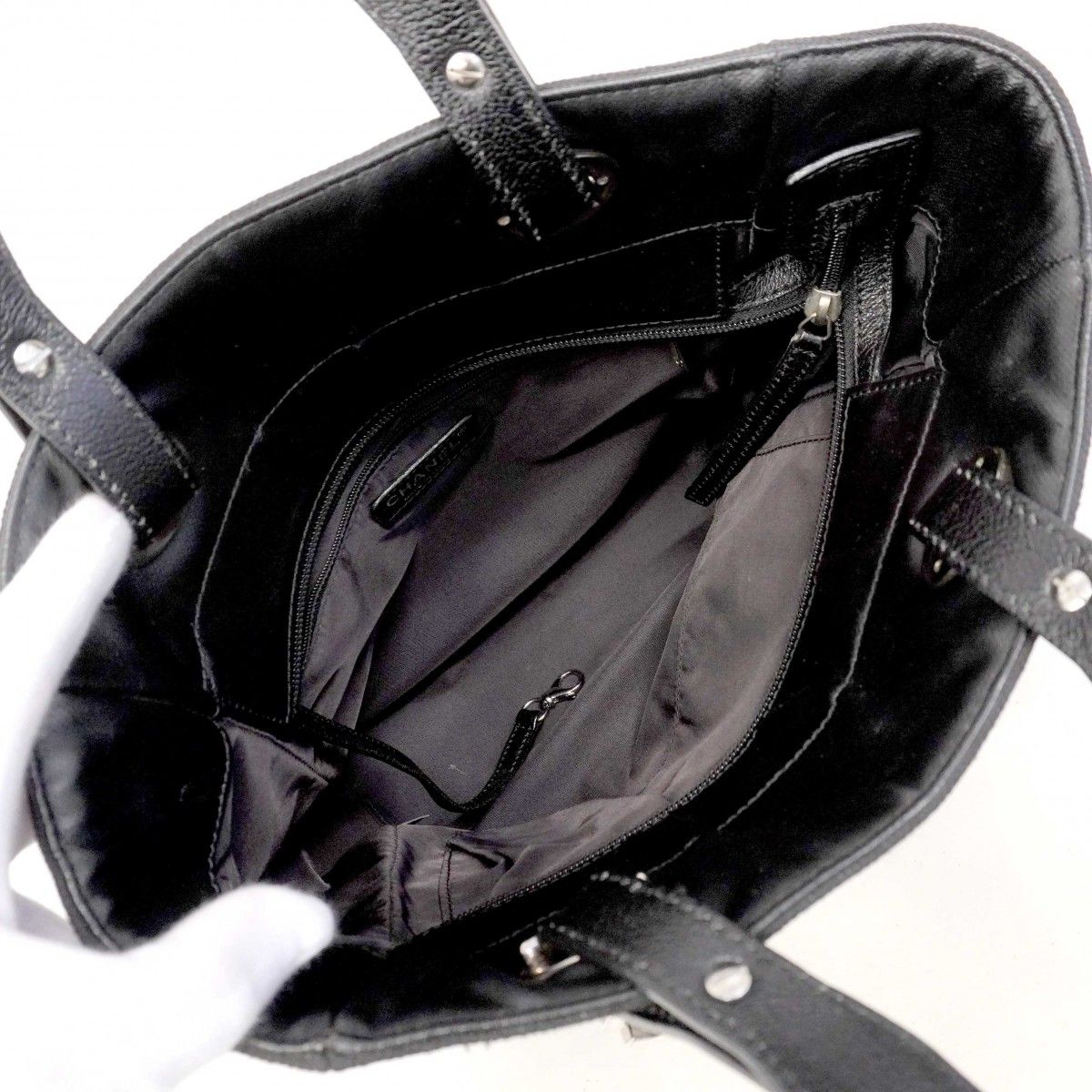 Chanel Tote Paris Biarritz Canvas Black Silver — view 4