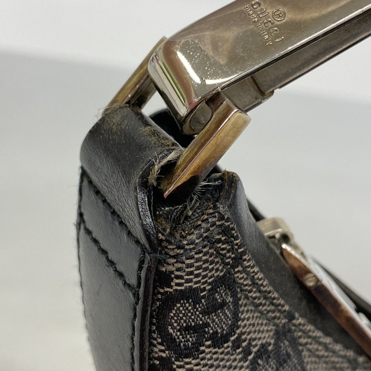 Gucci Shoulder Bag GG Canvas 000 Black Silver — view 7