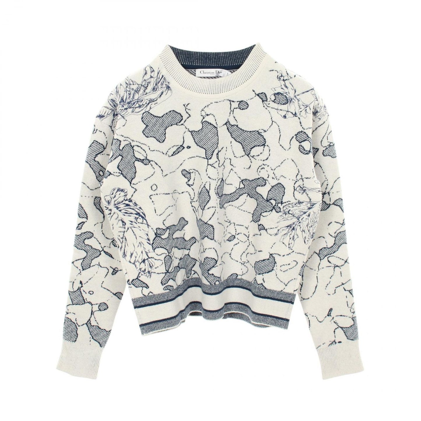 Dior Knit Toile de Jouy Embroidered Wool Sweater