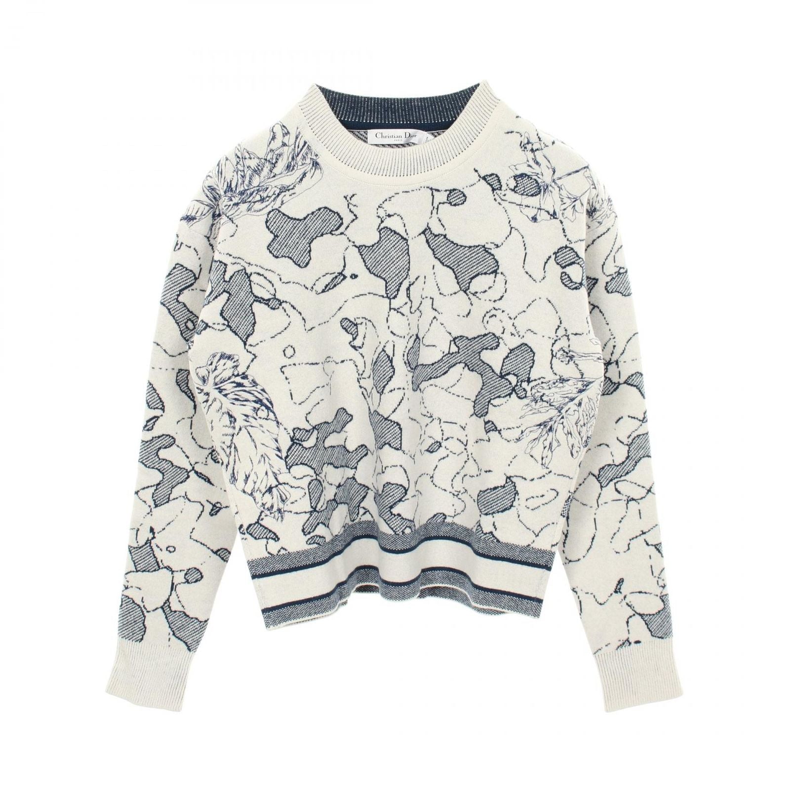 Dior Knit Toile de Jouy Embroidered Wool Sweater