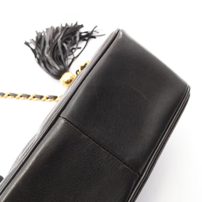 Chanel Shoulder Bag Triple CC Logo Tassel Black Lambskin Coco Fringe Mini Chain — view 8