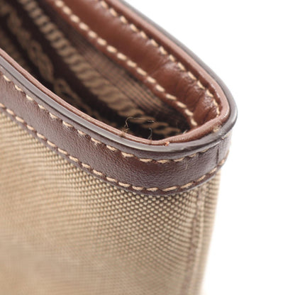 Prada Tote Logo Jacquard Beige Brown Canvas Leather — view 5