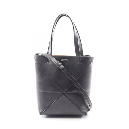 Loewe Handbag Puzzle Fold Mini 2-Way Black Leather Tote