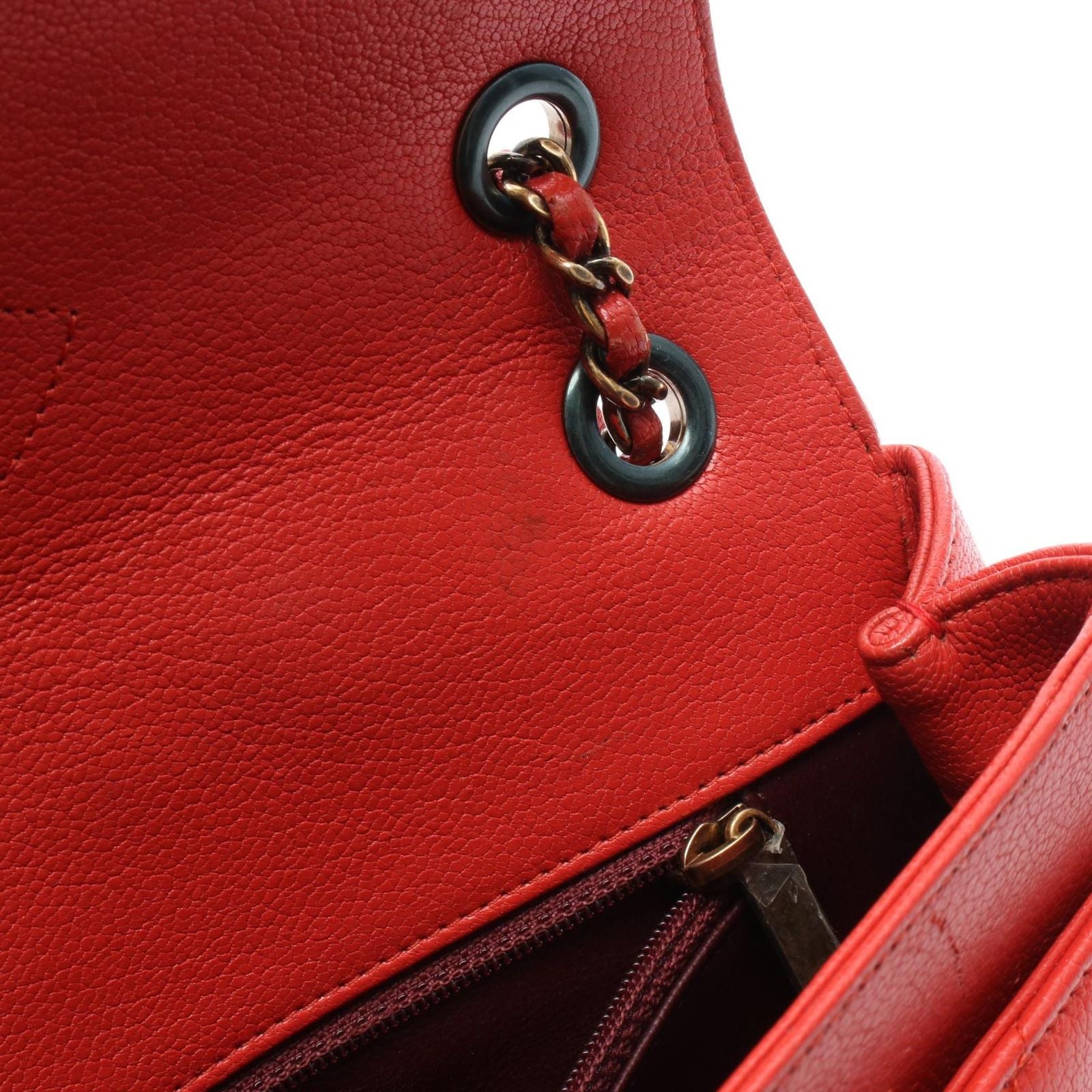 Chanel Shoulder Bag Mademoiselle Red Leather Chain — view 7