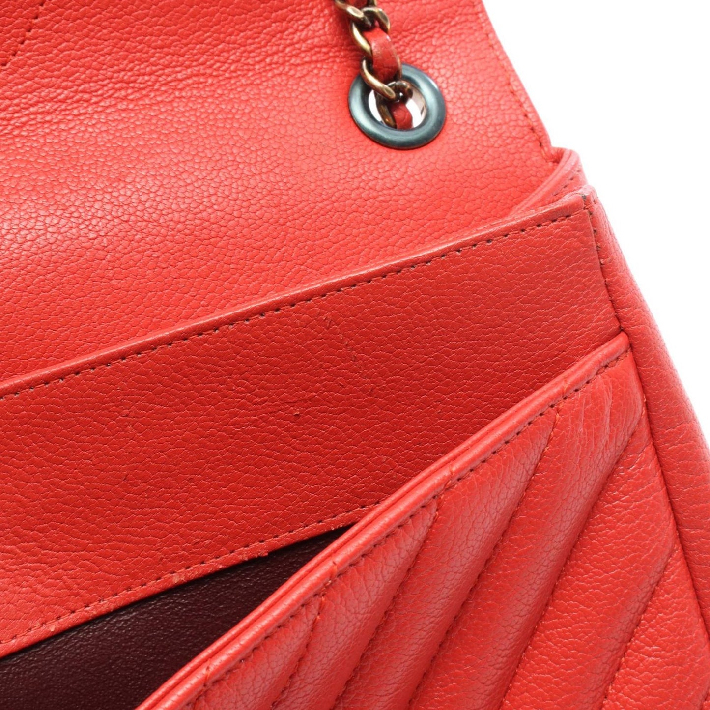 Chanel Shoulder Bag Mademoiselle Red Leather Chain — view 8