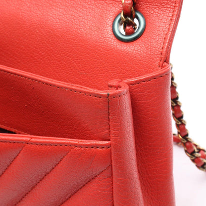 Chanel Shoulder Bag Mademoiselle Red Leather Chain — view 9
