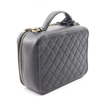 Chanel Shoulder Bag CC Filigree Quilted Vanity 2-Way Black Caviar Leather CC — view 2