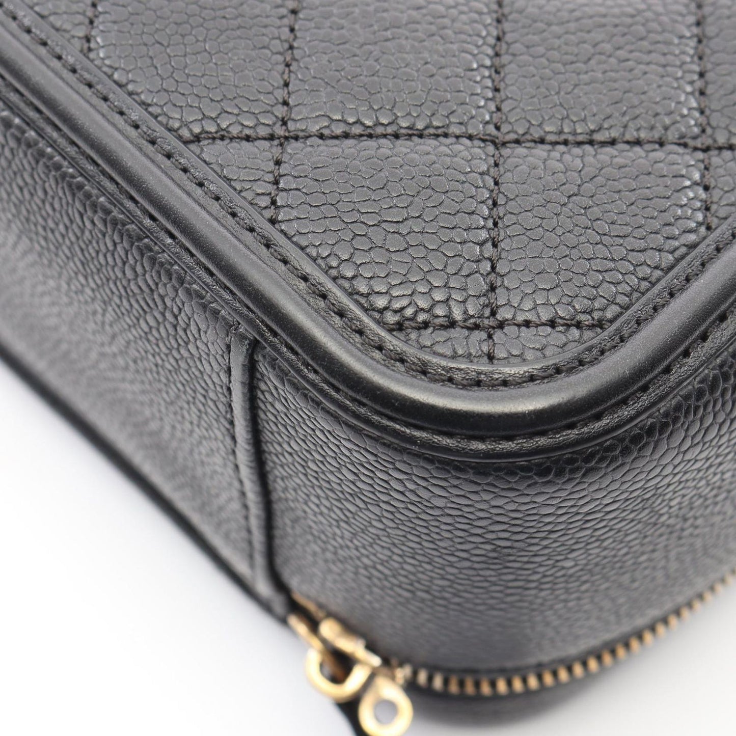Chanel Shoulder Bag CC Filigree Quilted Vanity 2-Way Black Caviar Leather CC — view 9