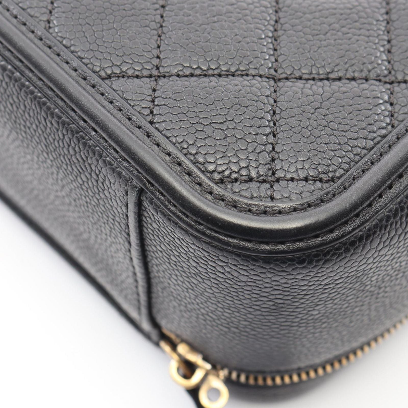 Chanel Shoulder Bag CC Filigree Quilted Vanity 2-Way Black Caviar Leather CC — view 9