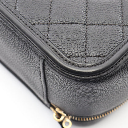 Chanel Shoulder Bag CC Filigree Quilted Vanity 2-Way Black Caviar Leather CC — view 9