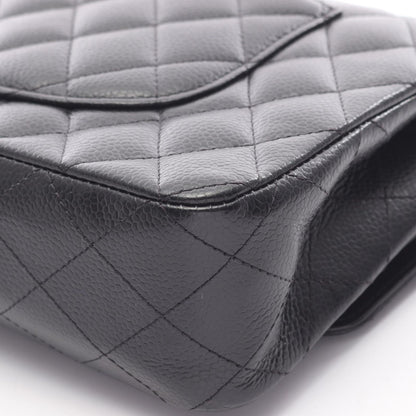 Chanel Shoulder Bag Quilted Double Flap Black Caviar Leather Chain — view 6