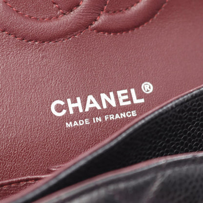Chanel Shoulder Bag Quilted Double Flap Black Caviar Leather Chain — view 4