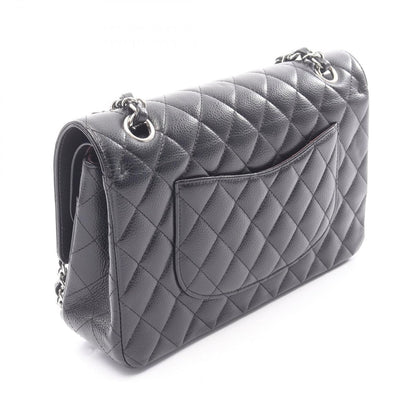 Chanel Shoulder Bag Quilted Double Flap Black Caviar Leather Chain — view 2
