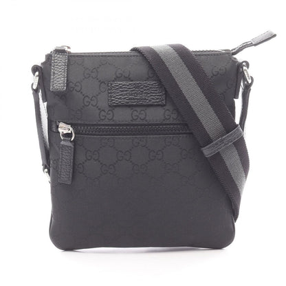 Gucci Shoulder Bag GG Pattern Black Nylon Leather