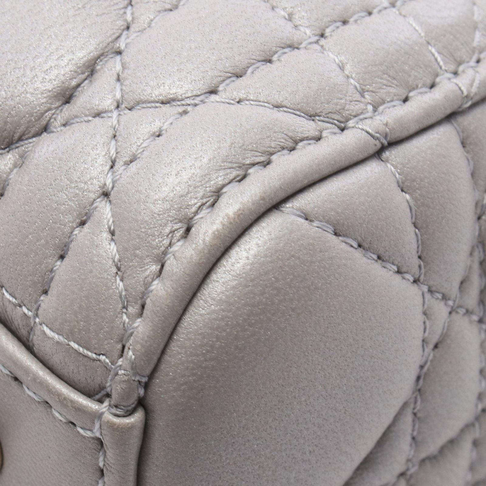 Dior Handbag Lady Dior Cannage 2-Way Gray Leather Tote — view 5