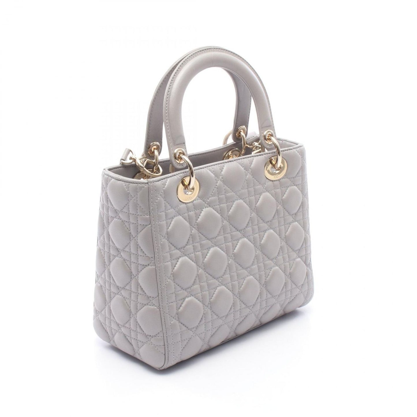 Dior Handbag Lady Dior Cannage 2-Way Gray Leather Tote — view 2