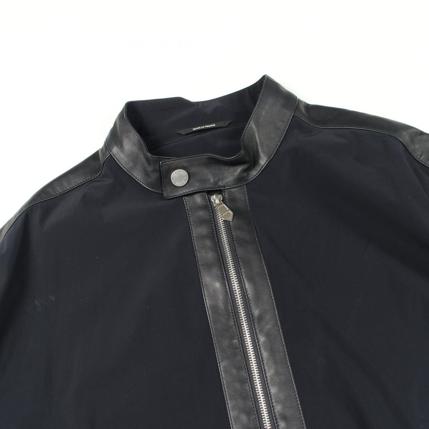 Hermes Series Button Zip Up Nylon Lambskin Jacket — view 8