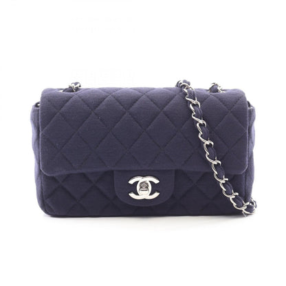 Chanel Shoulder Bag Mini Quilted 20 Navy Cotton Chain