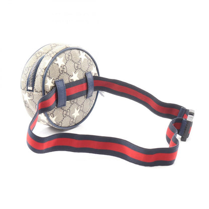 Gucci Waist Bag Children's GG Supreme Star Kids Beige Navy Canvas Leather Round — view 2