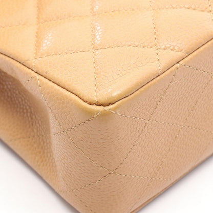 Chanel Shoulder Bag Quilted Double Flap Beige Caviar Leather Chain — view 7